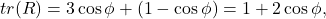 tr(R) =3 \cos \phi + (1-\cos \phi) = 1 + 2 \cos \phi,