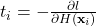 t_i = - \frac{\partial l}{\partial H({\bf x}_i)}