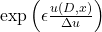 \exp\left(\epsilon \frac{u(D,x)}{\Delta u}\right)